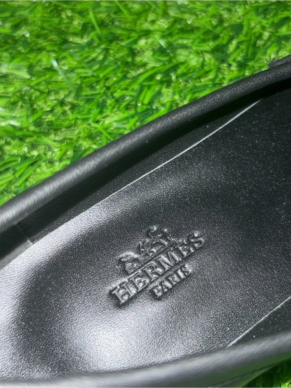 Hermes Black Leather Men's Loafers with Gold Hardware